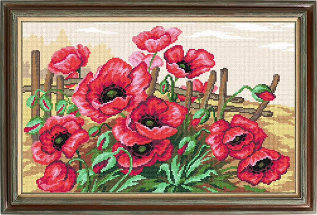 Needlepoint Canvas "Poppies" 13.0x19.7" / 33x50 cm