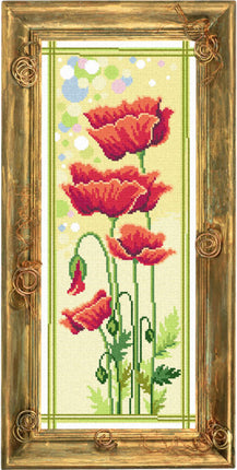 Needlepoint Canvas "Poppies" 7.9x19.7" / 20x50 cm