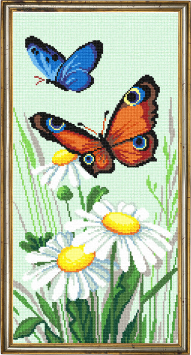 Needlepoint Canvas "Summer butterflies" 9.8x19.7" / 25x50 cm