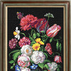 Needlepoint Canvas "Bouquet on a black background" 19.7x31.5" / 50x80 cm
