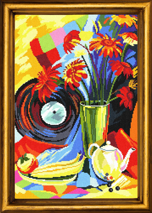 Needlepoint Canvas "Still Life with a Disk" 13.0x19.7" / 33x50 cm