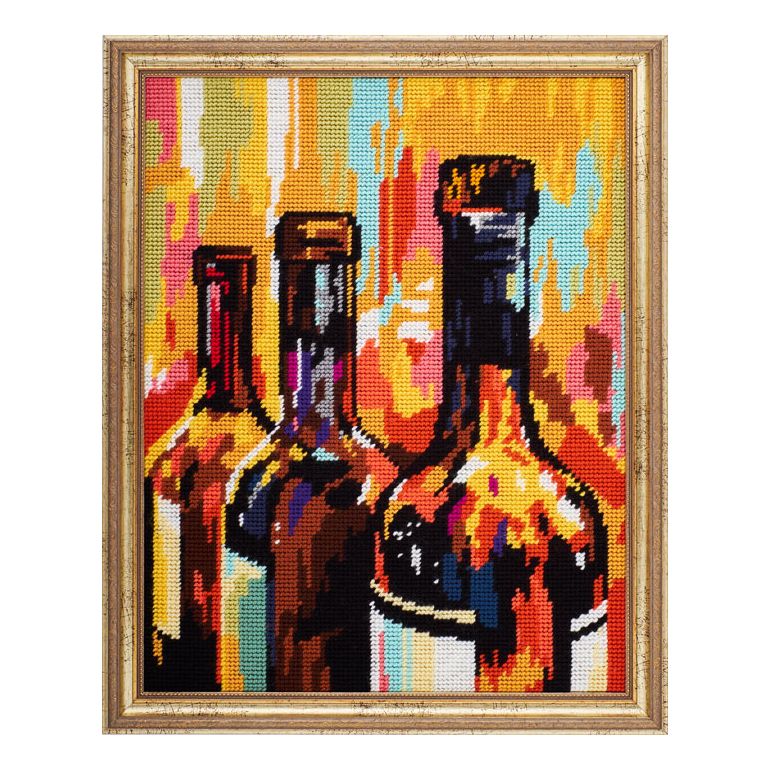 DIY Needlepoint Kit "Still Life with Wine Bottles" 14.2"x18.5"