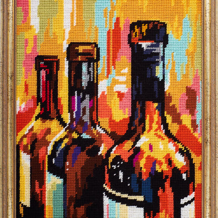 DIY Needlepoint Kit "Still Life with Wine Bottles" 14.2"x18.5"