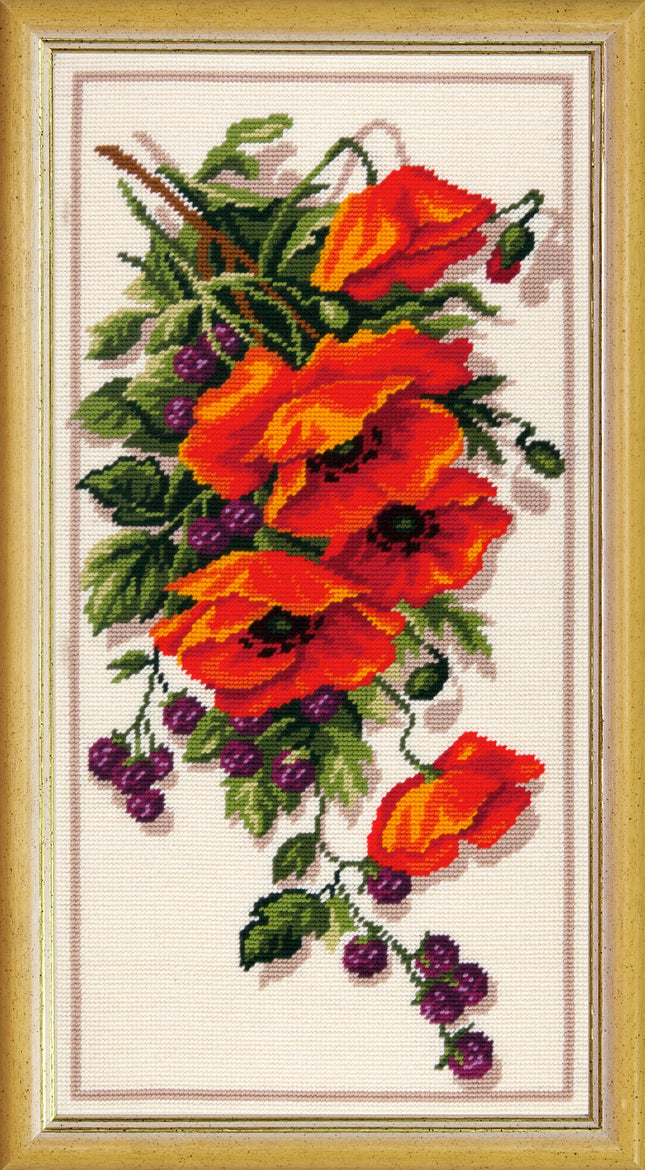 DIY Needlepoint Kit "Poppies and Bramble" 15.0"x30.3"