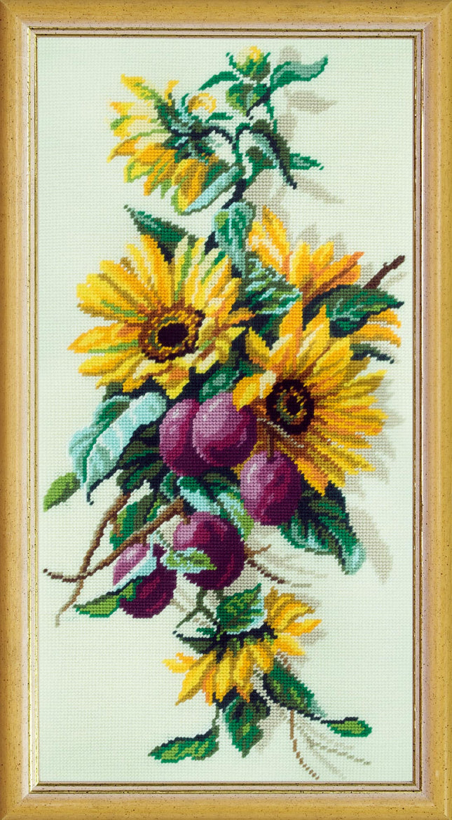 DIY Needlepoint Kit "Sunflowers and Plums" 15.0"x30.3"