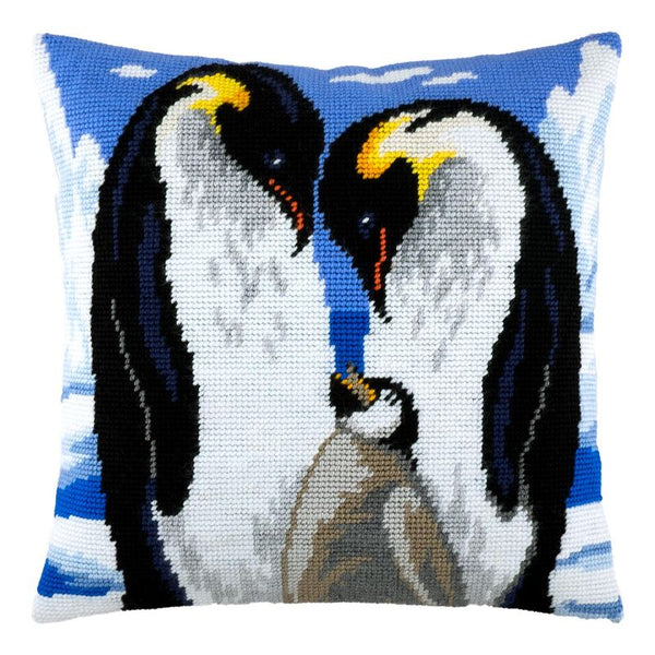 Needlepoint Pillow Kit "Penguins in Love"