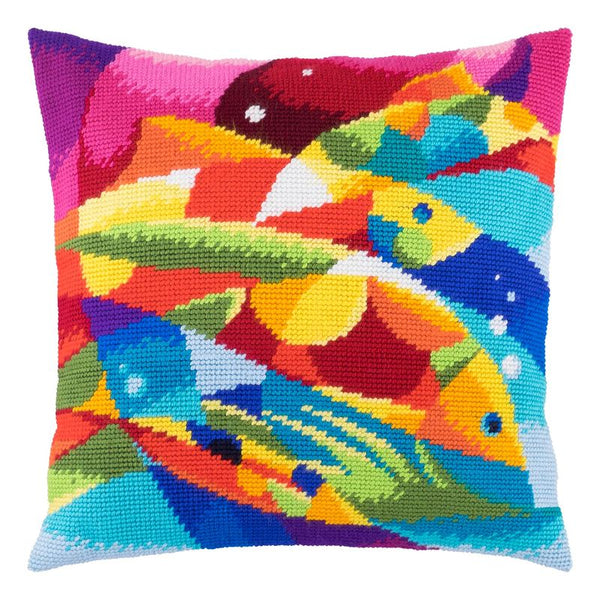 Needlepoint Pillow Kit "Abstract Fish"