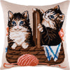 Needlepoint Pillow Kit "Kittens in a Basket"