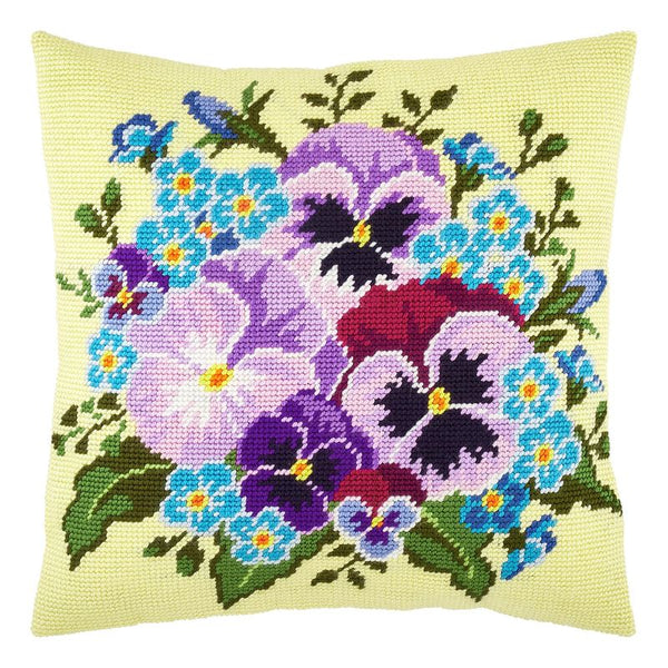 Needlepoint Pillow Kit "Bouquet of Pansies"