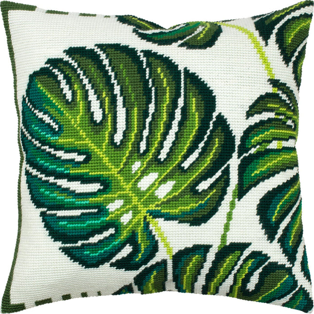Needlepoint Pillow Kit "Monstera Leaves"