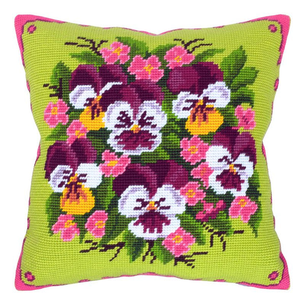 Needlepoint Pillow Kit "Bouquet of Violas"
