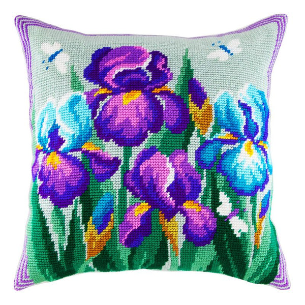 Needlepoint Pillow Kit "Blue Irises"
