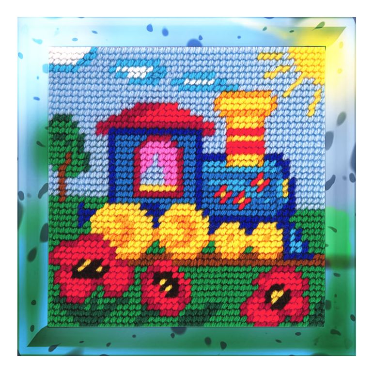 DIY Needlepoint Kit "The train" 5.9"x5.9"