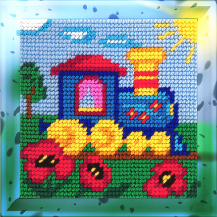 DIY Needlepoint Kit "The train" 5.9"x5.9"