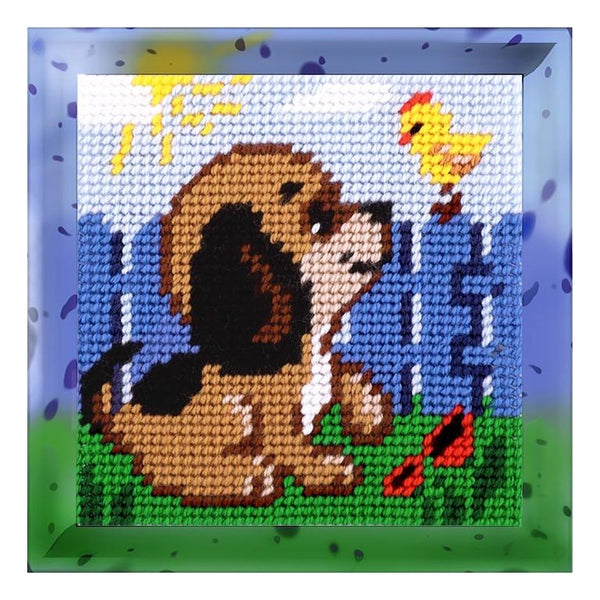 DIY Needlepoint Kit "Two kids" 5.9"x5.9"