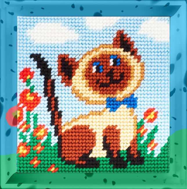 DIY Needlepoint Kit "Cat" 5.9"x5.9"