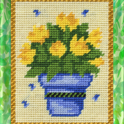 DIY Needlepoint Kit "Yellow tulips" 5.9"x7.9"
