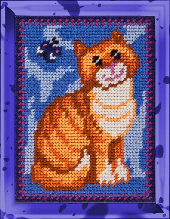 DIY Needlepoint Kit "Red cat" 5.9"x7.9"