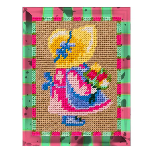DIY Needlepoint Kit "Girl with a bouquet" 5.9"x7.9"