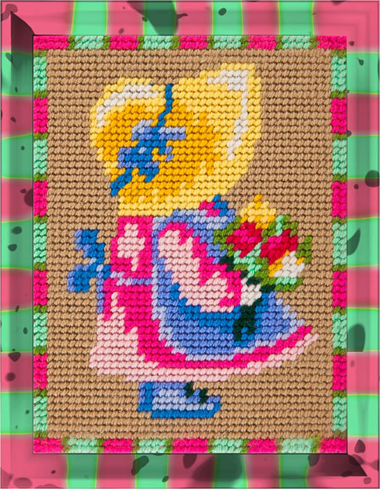 DIY Needlepoint Kit "Girl with a bouquet" 5.9"x7.9"