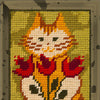 DIY Needlepoint Kit "Cat with tulips" 5.9"x7.9"