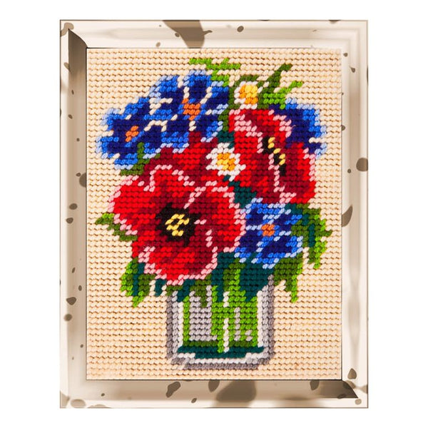 DIY Needlepoint Kit "Poppies and cornflowers" 5.9"x7.9"