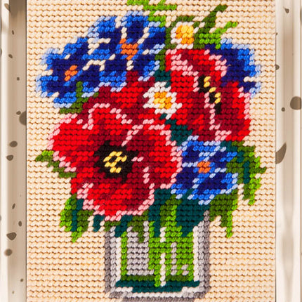 DIY Needlepoint Kit "Poppies and cornflowers" 5.9"x7.9"