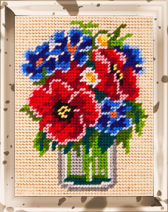 DIY Needlepoint Kit "Poppies and cornflowers" 5.9"x7.9"