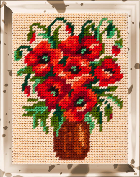 DIY Needlepoint Kit "Bouquet of poppies" 5.9"x7.9"