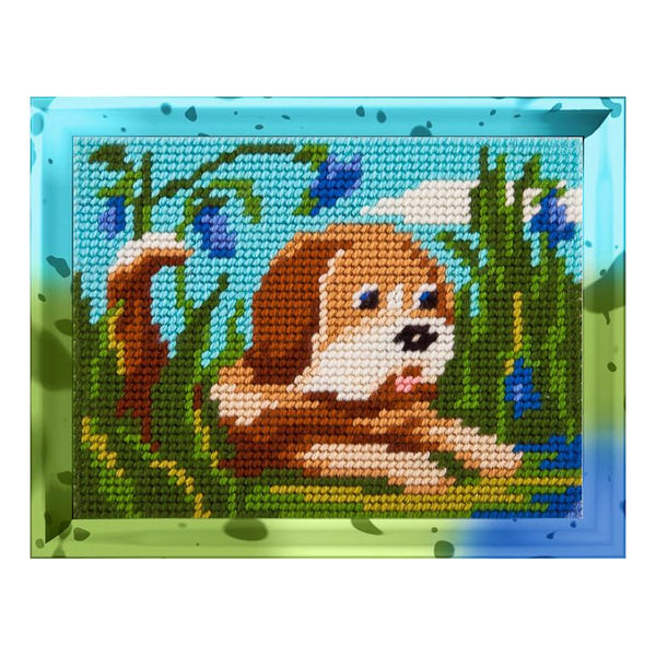 DIY Needlepoint Kit "Playful puppy" 5.9"x7.9"