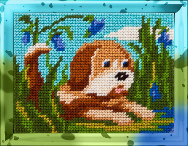 DIY Needlepoint Kit "Playful puppy" 5.9"x7.9"