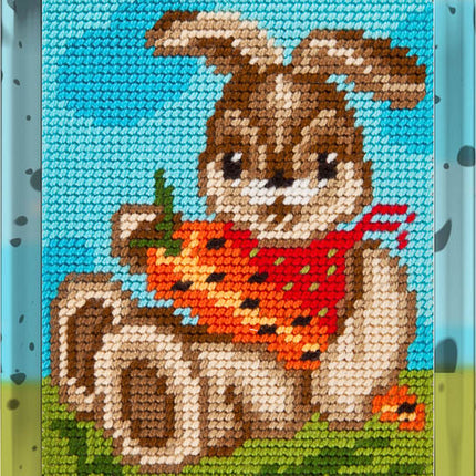 DIY Needlepoint Kit "Bunny with carrot" 5.9"x7.9"