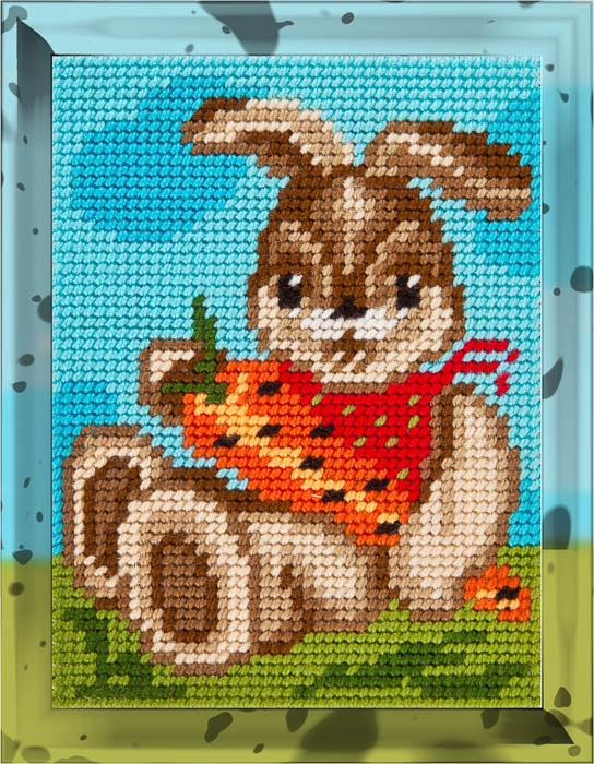 DIY Needlepoint Kit "Bunny with carrot" 5.9"x7.9"