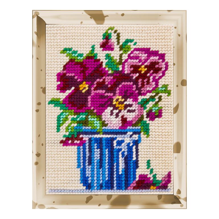 DIY Needlepoint Kit "Violets" 5.9"x7.9"