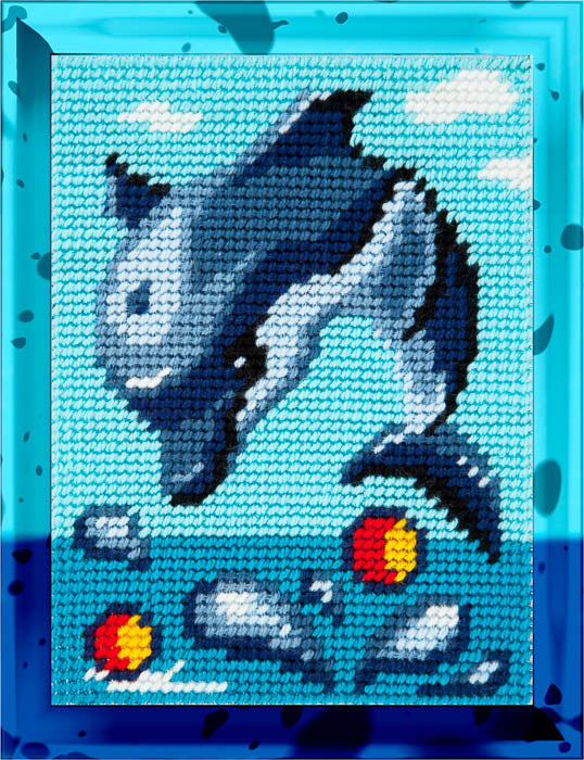 DIY Needlepoint Kit "Dolphin plays in the water" 5.9"x7.9"