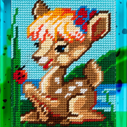 DIY Needlepoint Kit "Deer on the lawn" 5.9"x7.9"
