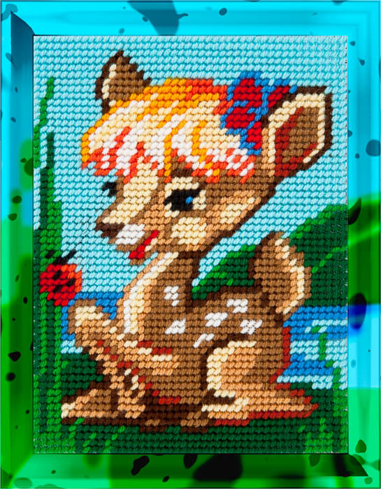 DIY Needlepoint Kit "Deer on the lawn" 5.9"x7.9"