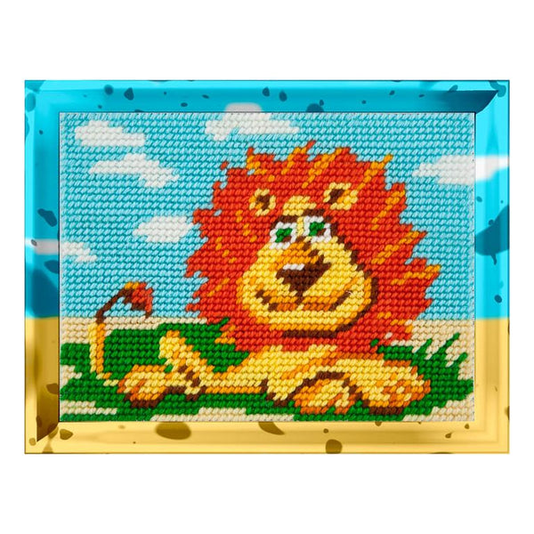 DIY Needlepoint Kit "Lion on vacation" 5.9"x7.9"