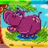 DIY Needlepoint Kit "Hippopotamus near a palm tree" 5.9"x7.9"