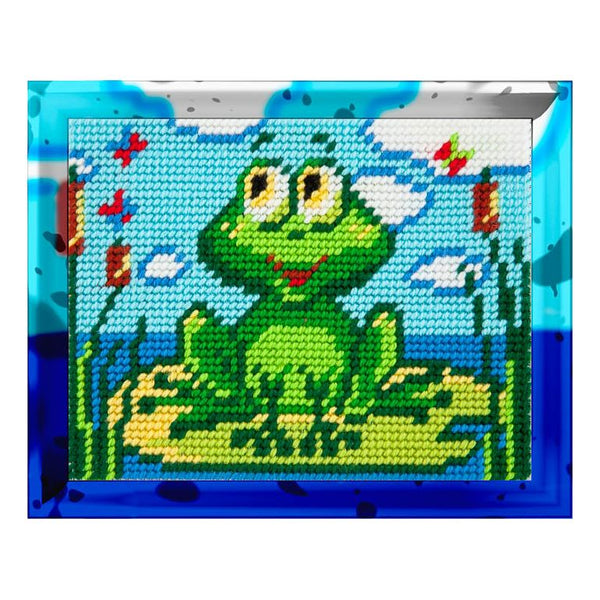 DIY Needlepoint Kit "Frog on a lily" 5.9"x7.9"