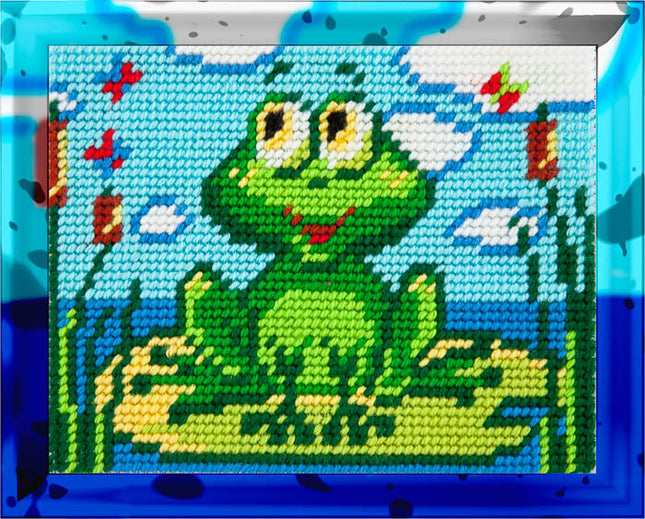 DIY Needlepoint Kit "Frog on a lily" 5.9"x7.9"