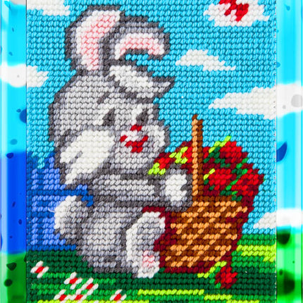 DIY Needlepoint Kit "Bunny with strawberries" 5.9"x7.9"