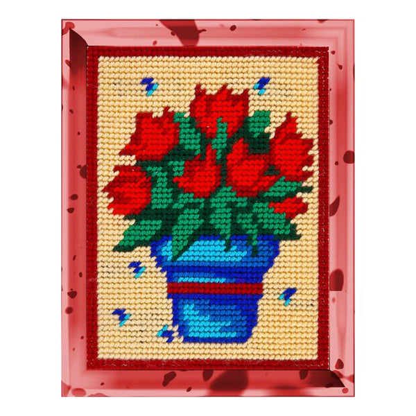 DIY Needlepoint Kit "Red tulips" 5.9"x7.9"
