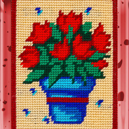 DIY Needlepoint Kit "Red tulips" 5.9"x7.9"