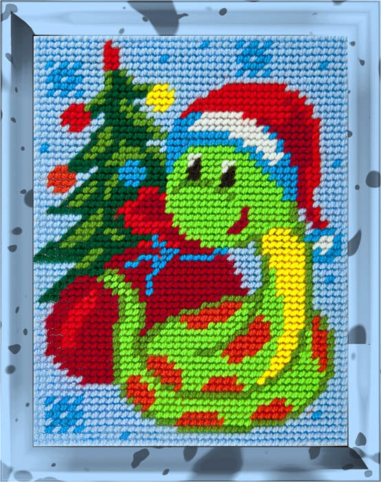 DIY Needlepoint Kit "New Year's Snake" 5.9"x7.9"