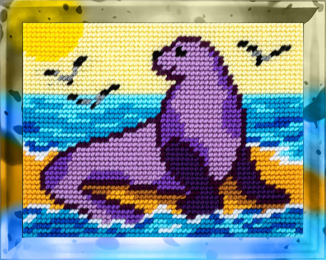 DIY Needlepoint Kit "Sea lion" 5.9"x7.9"