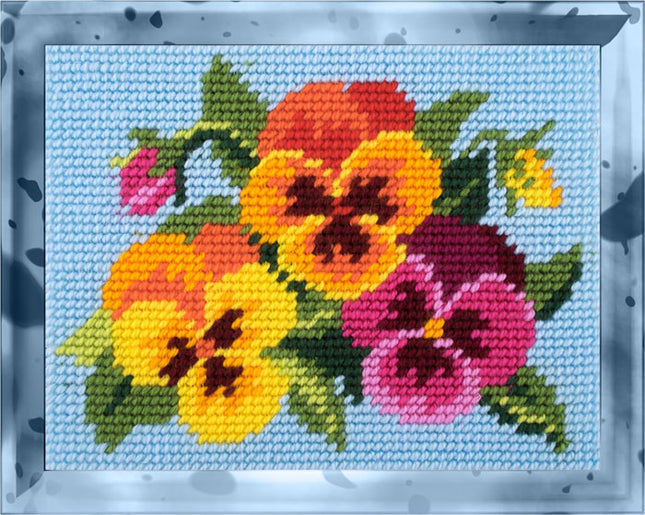 DIY Needlepoint Kit "Violets" 5.9"x7.9"