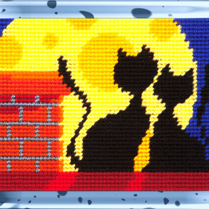 DIY Needlepoint Kit "Cats on the roof" 5.9"x7.9"