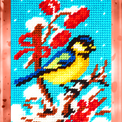 DIY Needlepoint Kit "Tit on a rowan" 5.9"x7.9"
