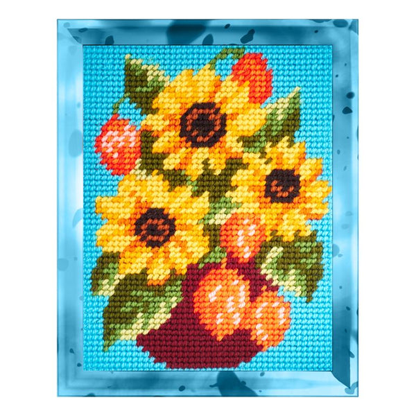 DIY Needlepoint Kit "Sunflowers in a vase" 5.9"x7.9"